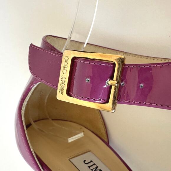 Jimmy Choo Purple Tribe Patent T-Strap Platform Heel Sandal Size 36.5 - Picture 8 of 16